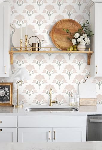 Dainty Floral Peel and Stick Wallpaper Boho Pink and White Contact Paper - Image 5