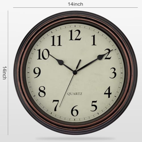 Retro Wall Clock Battery Operated Silent Clock 14" Bronze - Image 2