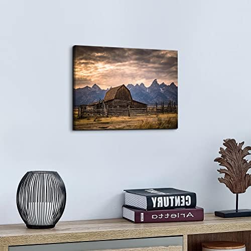 Grand Teton National Park Canvas Wall Art Sunset Moulton Barn Landscape Wall - Image 6