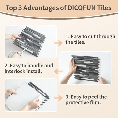 DICOFUN Peel and Stick Backsplash Tiles, 1 Sheet - Image 6