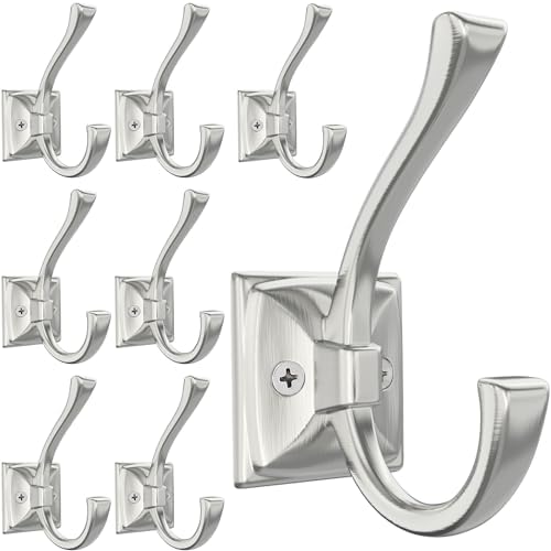 TOFIIGREM 8 Pack Brushed Nickel Towel Robe Hooks, Coat Hooks by TOFIIGREM