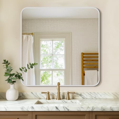 Vanity Bathroom Mirror, 30”x30” Silver Bathroom Mirror by LawadaMirror
