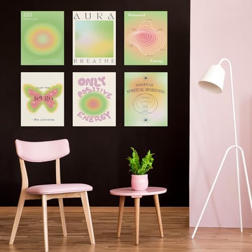 Habseligkeit Green Cute Room Decor, Gradient Wall Posters, Buttefly Wall Art - Image 3