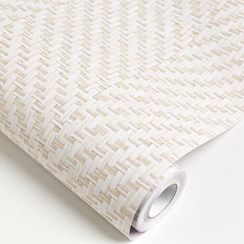 Rugreat Striped Grasscloth Wallpaper Peel and Stick Textured 393L 17.3W by ExploringWallpaperArtwithRugreat