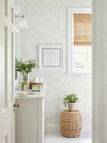 Ismoon Green Peel and Stick Wallpaper Boho Floral Contact Paper 17.3x393in - Image 2