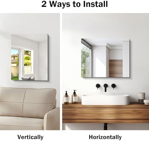 CILIBER Frameless Mirror 16"x20", Rectangle Bathroom Mirror, Shatterproof - Image 5