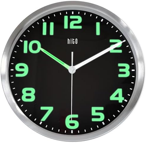 HITO 10 Inch Night Light Wall Clock Battery Operated Brightness Adjustable by hito