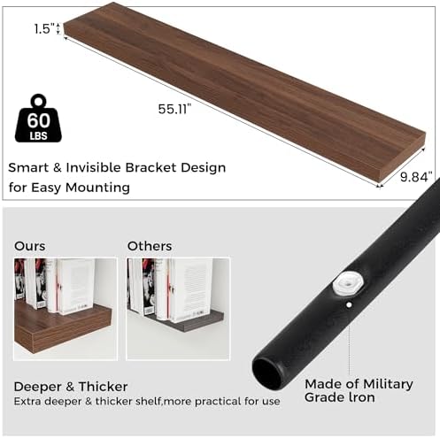 55" Wide x 10" Deep Floating Shelves - Image 3