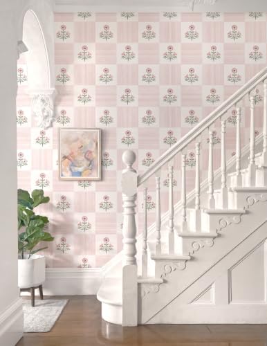 Guvana Pink Floral Peel and Stick Wallpaper Boho Contact Paper Vintage Floral - Image 3