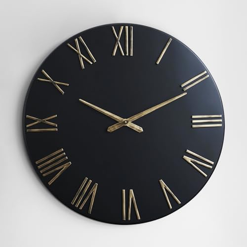 Oversized Modern Wall Clock, 30 inch, Matte Black, Quartz Movement - Image 2