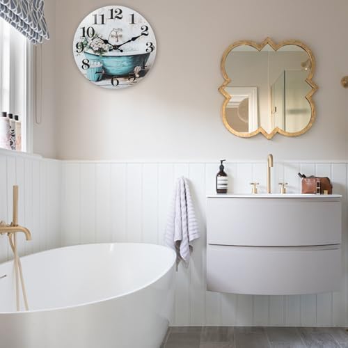 12 Inch Bathroom Wall Clock Rustic Waterproof Glass Clock - Image 4