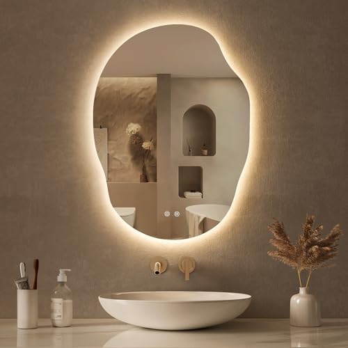 LOVESPEJO Irregular Backlit Mirror Bathroom 25"x35", LED Mirror by LOVESPEJO