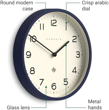 NEWGATE® Number Four Echo wall Clock | Modern Round Clock | 12" | Midnight Blue - Image 5