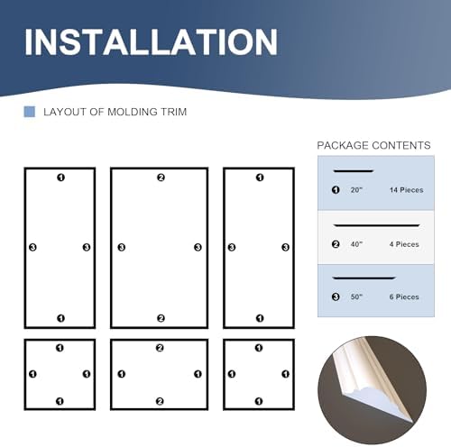 NeatiEase Peel and Stick Wall Molding Kit 6-Frame Premade, Ready-to-Assemble - Image 2