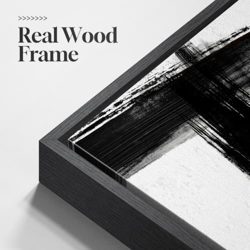 Large Framed Black and White Modern Abstract Wall Art Set, 3 Piece 24x36 In - Image 4