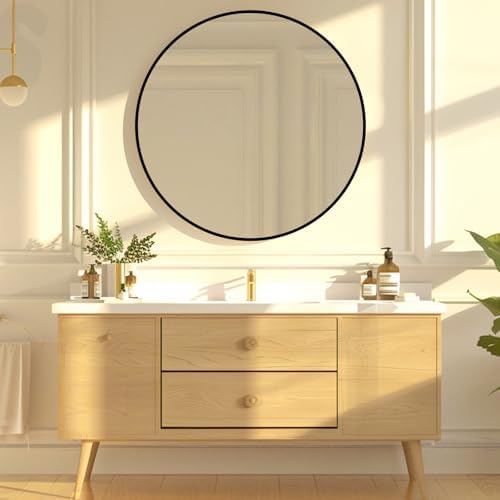 Round Black Mirror 16 inch, Circle Mirror, Matte Black Metal Frame - Image 4