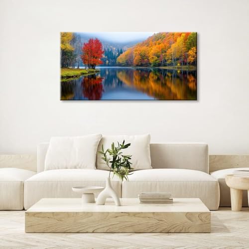 Lasdel Beautiful Lakeside Forest Landscape Wall Art - Image 5