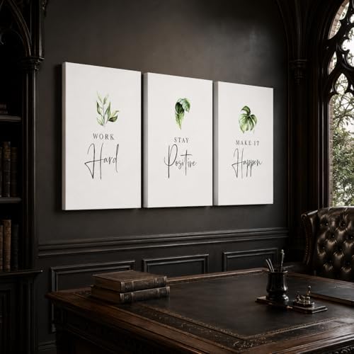 3 Piece Inspirational Wall Art, Quotes Work Stay Make it Canvas Prints by GUTTATYART
