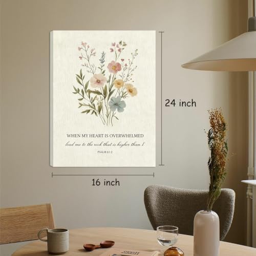 SEHSUVC Boho Christian Flowers Bible Verse Canvas Wall Art Set of 3 24x16in - Image 5