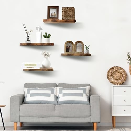 Pinkunn 4 Pcs Solid Live Edge Floating Shelves - Image 2