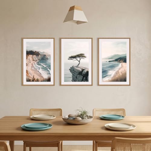 Amalfi Coastal Seascape Framed Canvas Wall Art Set-24"x36"x3 - Image 3