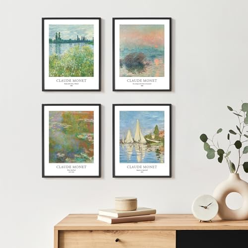 EVOLE HOME Claude Monet Giclee Art Prints Set of 4, 11x14 Unframed Seine Water - Image 2