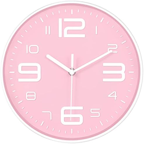 45Min 10 Inch 3D Number Dial Face Modern Wall Clock, Silent Non-Ticking Round by 45MinST