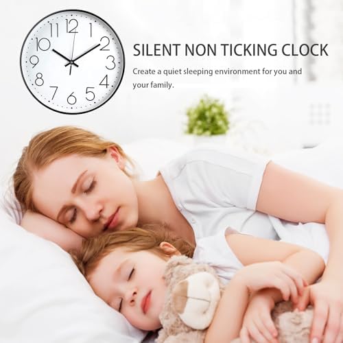 JUSTUP 8 Inch Modern Wall Clock, Silent Battery Operated Round Wall Clock - Image 3