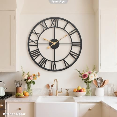Pytha Sight 14 Inch Metal Roman Numerals Wall Clocks - Image 5