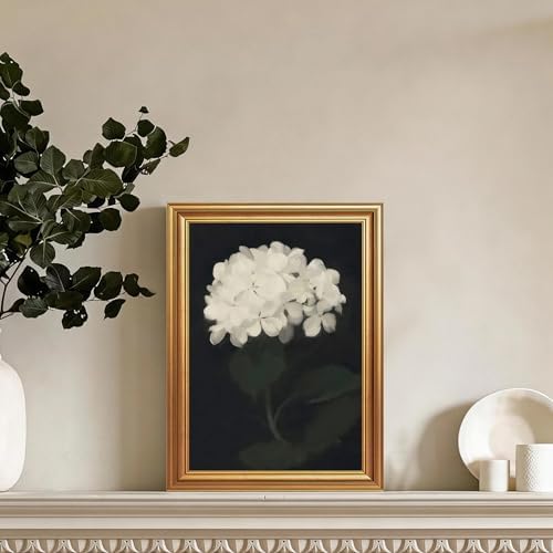 EJPFOGV White Hydrangea Framed Canvas wall art Black Background 12x16 inch - Image 3