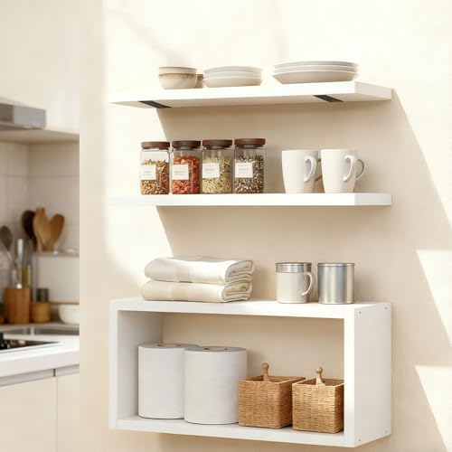 Ypvxe15.7in Floating Shelves Set of 3, Anti-Sag Bracket, Wall Storage Shelves - Image 2