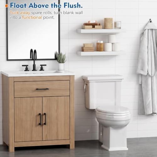 White Floating Shelves 24 Inch, Wall Mounted Bathroom Shelves Over Toilet - Image 4
