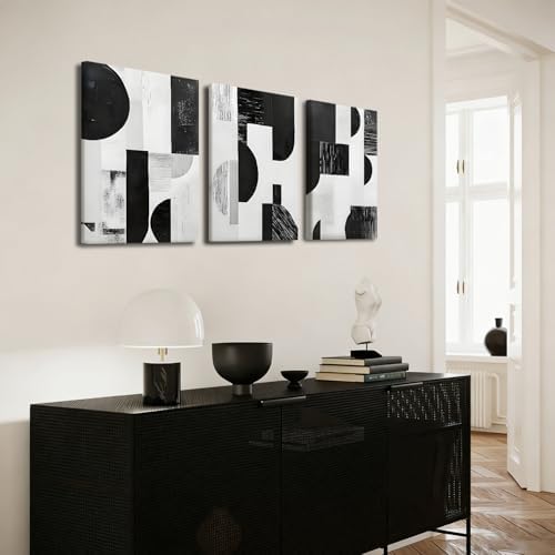 LYYGLYY 3Pcs Framed Black and White Canvas Wall Art 12x16 Inches - Image 4