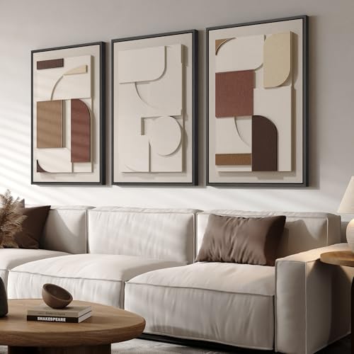 3D Textured Large Framed Neutral Abstract Wall Art - Image 4