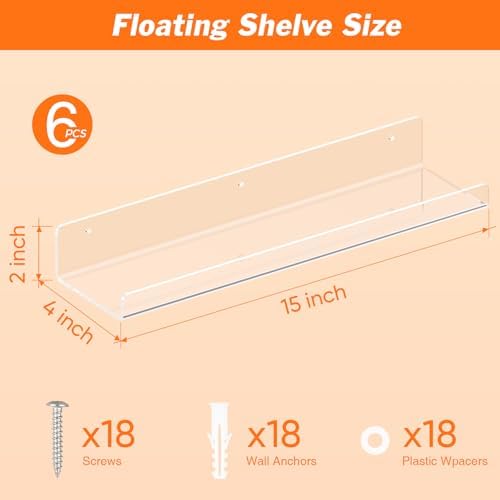 Dooiclear 6 Pack Floating Shelves - Image 3