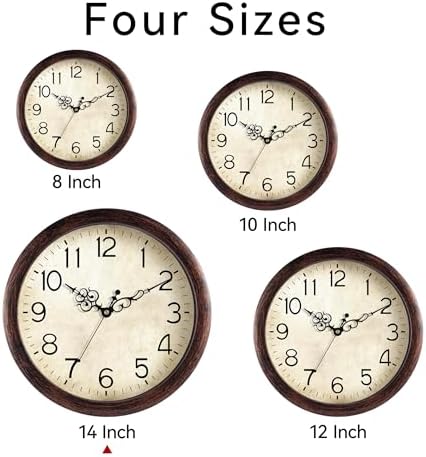 KECYET Wall Clock 14" Vintage Battery Operated Non-Ticking Quartz - Image 2