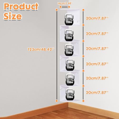 ShellKingdom Corner Shelf Wall Mount, 7 Tier Corner Bookshelf, Floating Display - Image 2