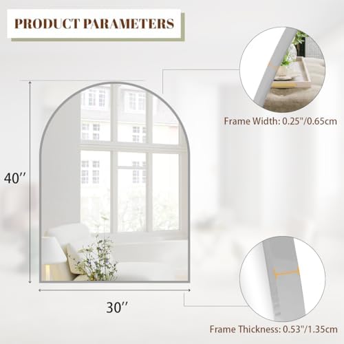 BEAUTYPEAK 30"x40" Arch Bathroom Wall Mirror - Image 4