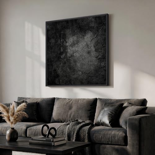 Large Framed Black Abstract Canvas Wall Art Decor - Image 2