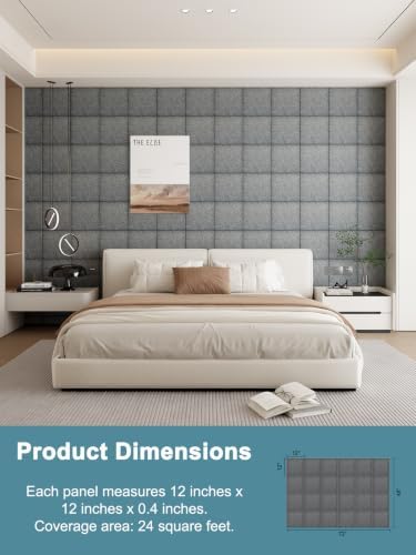 AKUMAX 24 Pack Acoustic Wall Panels, 11.8 x 11.8 x 0.4 in Peel-and-Stick PET - Image 4