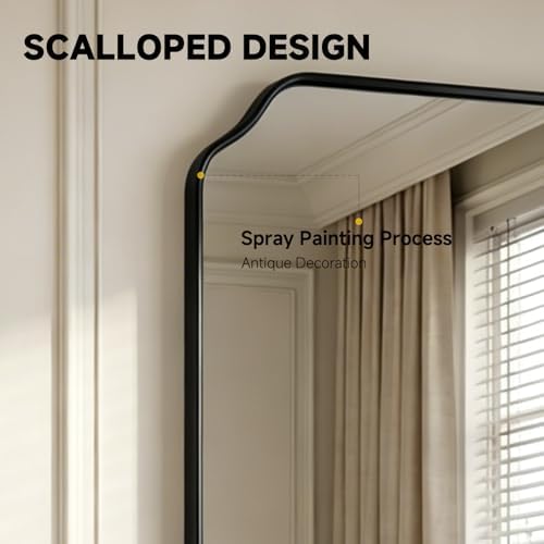 36"x24" Black Wall Bathroom Mirror, Scalloped Edge Vanity Mirror - Image 6