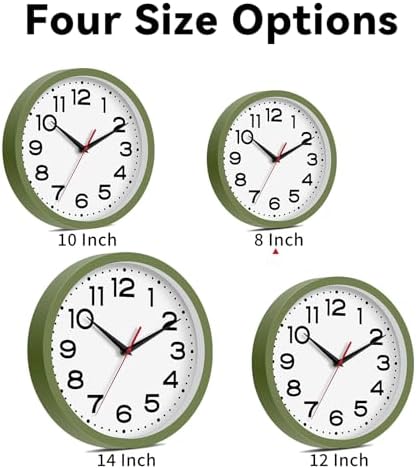 Roymnie 8 Inch Small Wall Clock, Battery Operated Silent Non Ticking Green - Image 3