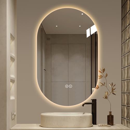 LAIYA 48X30in Oval LED Bathroom Mirror, Frameless Backlit Anti-Fog Dimmable by LAIYA