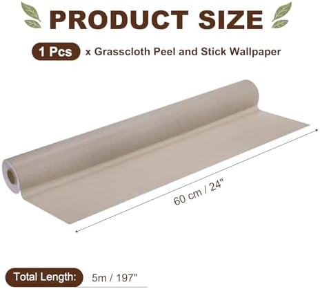 uxcell Grasscloth Linen Textured 60cmx5m/24x197 Thicker Peel Coffee Brown - Image 2