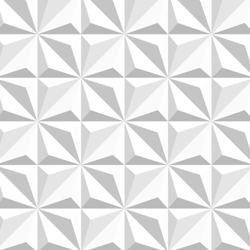 Peel and Stick Wallpaper Gray White Geometric Diamond Feature by WEISENI