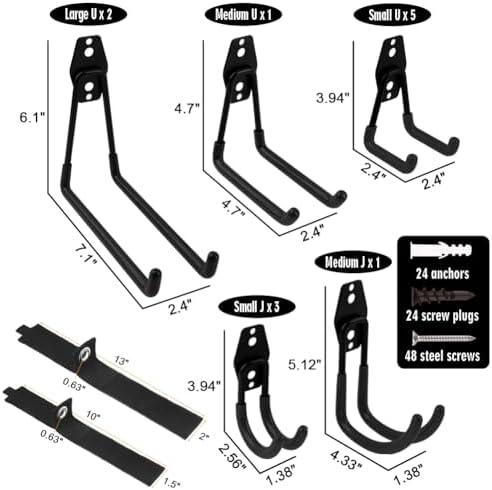Garage Hooks Heavy Duty 14 Pack, Steel Garage Storage Hooks, Tool Hangers - Image 2