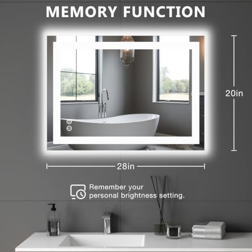 DUMOS 20.1"x28.1" LED Bathroom Mirror, Bathroom Vanity Mirror - Image 2