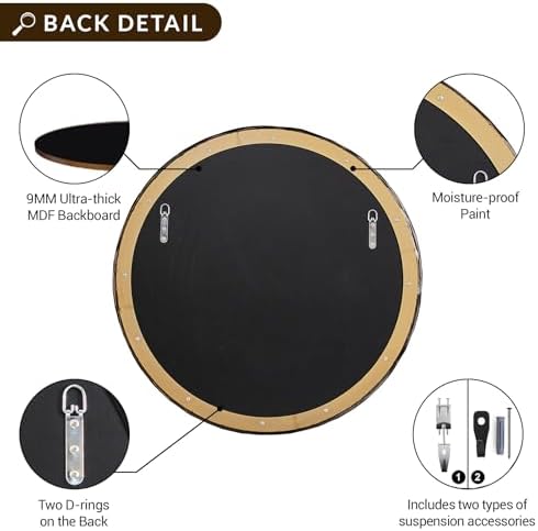 ANDY STAR Hand-Forged Round Bathroom Mirror, 28 Inch Antique Oil Rubbed Bronze - Image 5