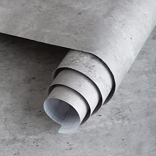 3yecao 16"×591" 3D Grey Concrete Wallpaper Peel and Stick Large Size Light Grey by 3YECAO