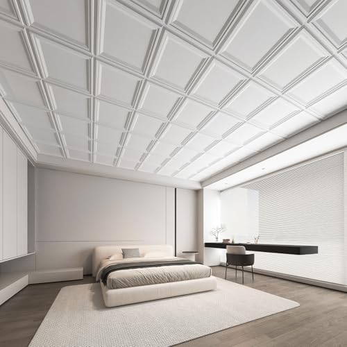 WOWSTAR 12-Pack 24"x24" Drop Ceiling Tiles, Waterproof Glue up Ceiling Panels - Image 2